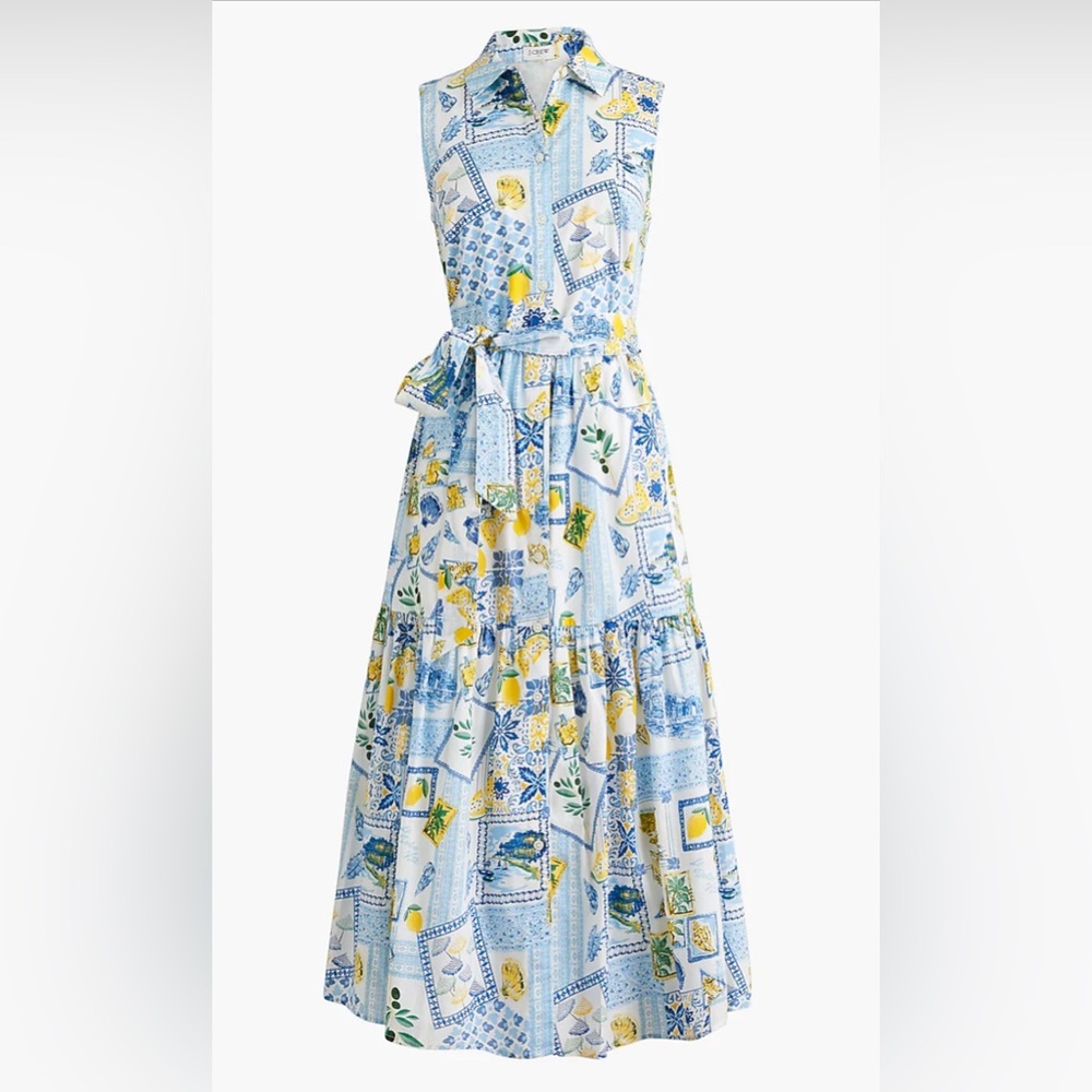 J. Crew Collared midi dress in White Brilliant Ocean 6